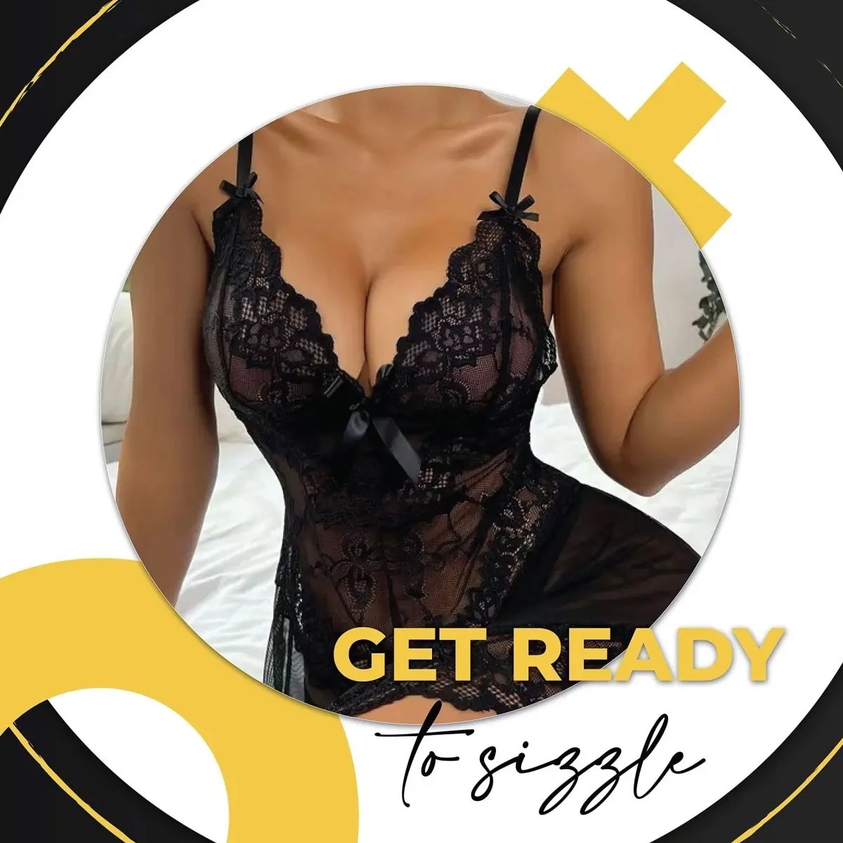 Love Salve Lingerie Lace Nightgown Dress – Babydoll Sleeveless See Through Sleepwear - Love Salve